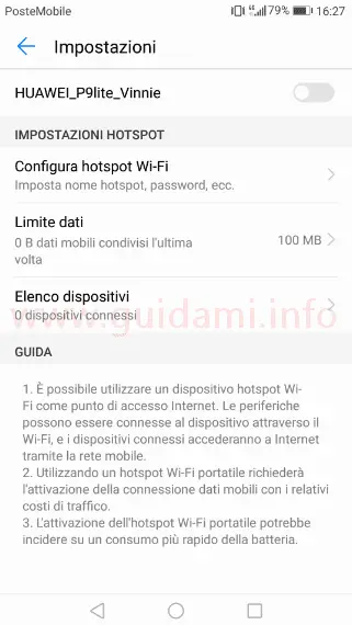 Impostazioni Hotspot WiFi Huawei