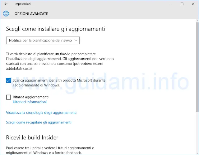 Impostazioni Windows Update Windows 10