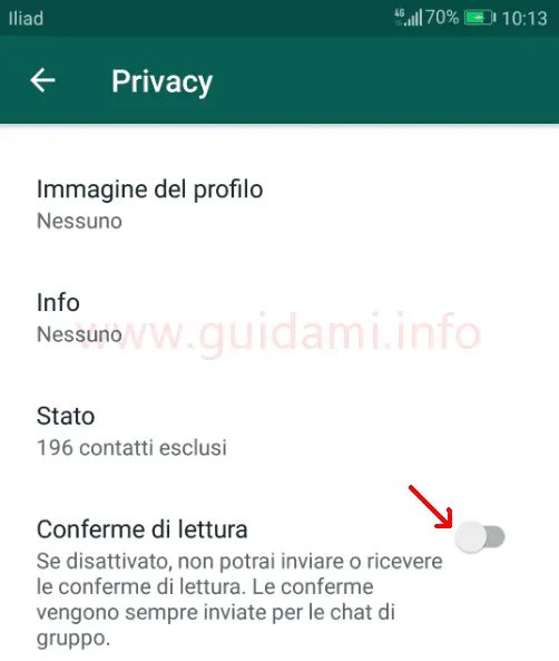 Impostazioni privacy WhatsApp