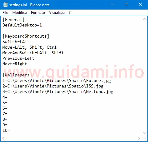 Indicare sfondo desktop virtuali Windows 10 in Virtual Desktop Enhancer