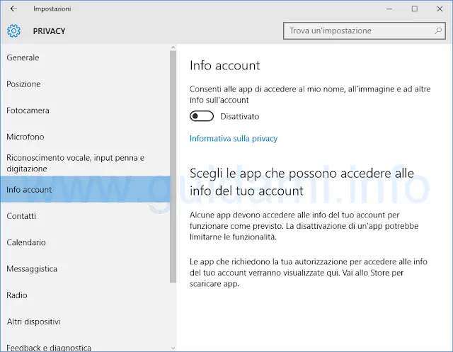 Info account Windows 10