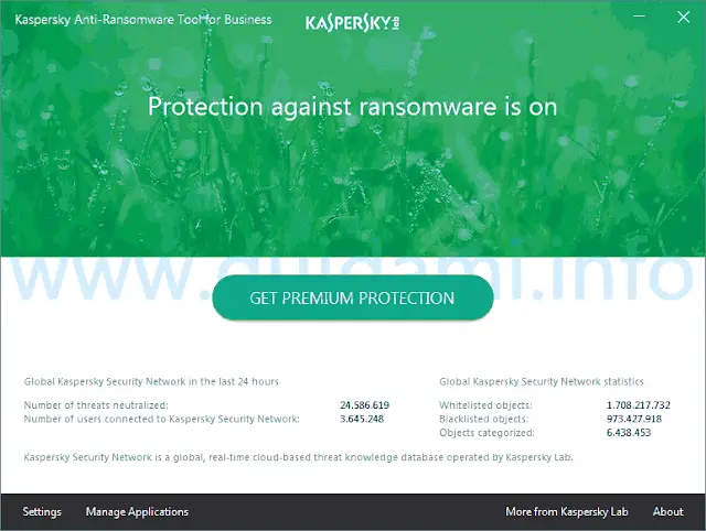 Kaspersky Anti-Ransomware Tool for Business schermata iniziale