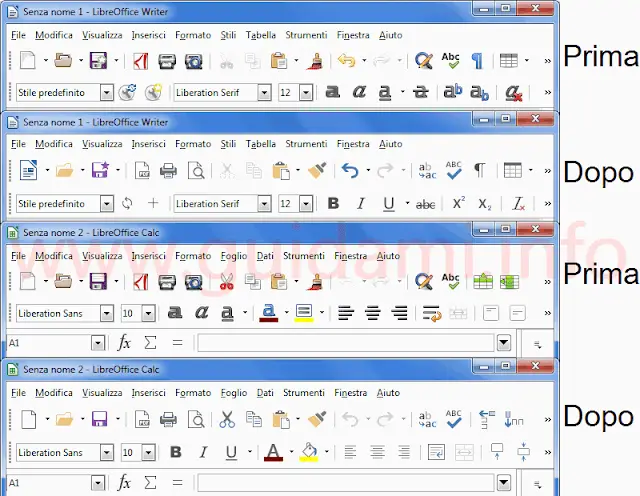 LibreOffice con le icone di Microsoft Office 2013