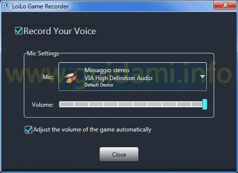 LoiLo Game Recorder registrare voce da microfono