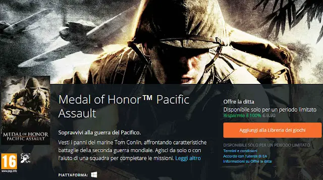 Medal of Honor Pacific Assault locandina Origin Offre la ditta