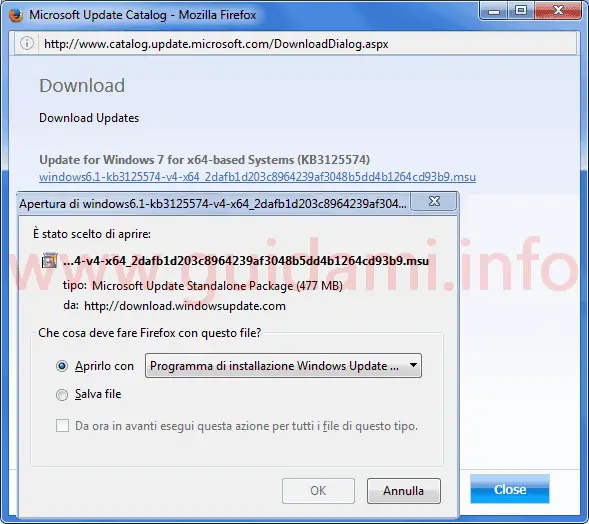 Microsoft Update Catalog pagina download aggiornamento Windows