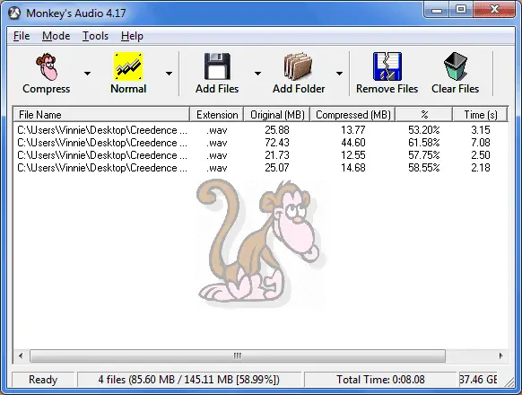 Monkey's Audio comprimere file audio WAV