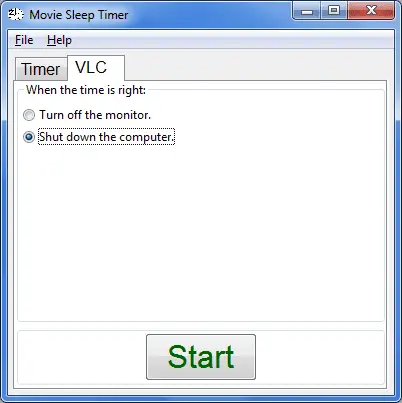 Movie Sleep Timer scheda VLC