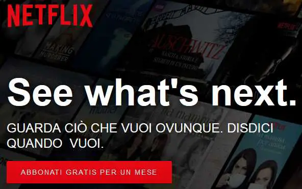 Netflix pulsante Abbonati gratis per un mese