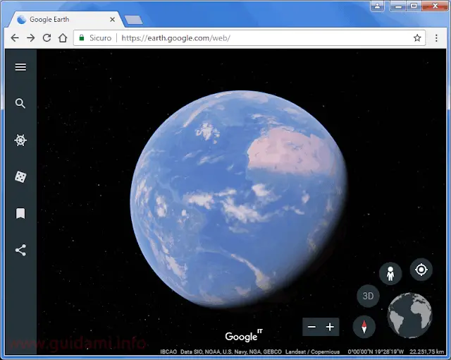 Nuovo Google Earth 2017 applicazione web