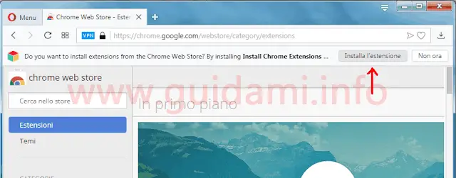 Opera 55 popup installa Install Chrome Extensions