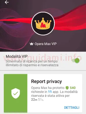 Opera Max Modalità VIP