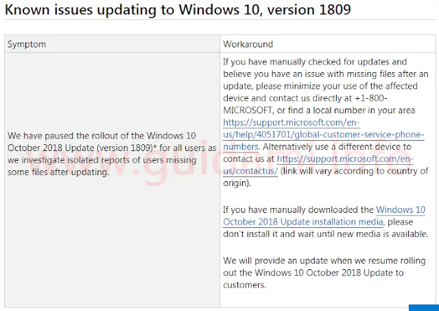 Problemi noti dell'aggiornamento Windows 10 versione 1809