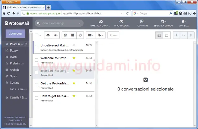 ProtonMail interfaccia client web