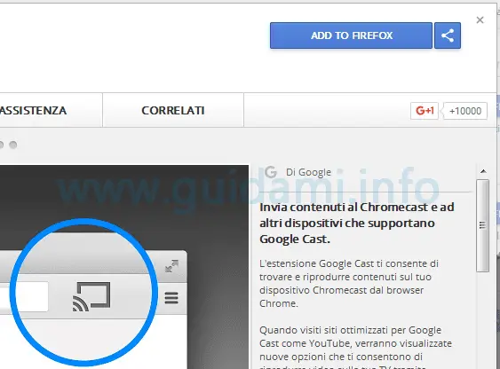 Pulsante Add to Firefox nel Chrome Web Store