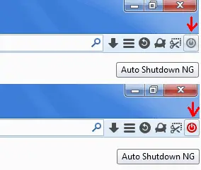 Pulsante Auto Shutdown NG addon Firefox acceso e spento