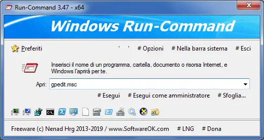 Run-Command interfaccia principale