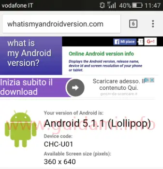 Sito per sapere la versione Android installata