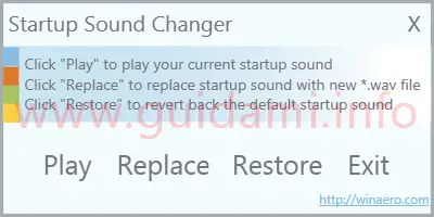 Startup Sound Changer programma per cambiare suono di avvio di Windows
