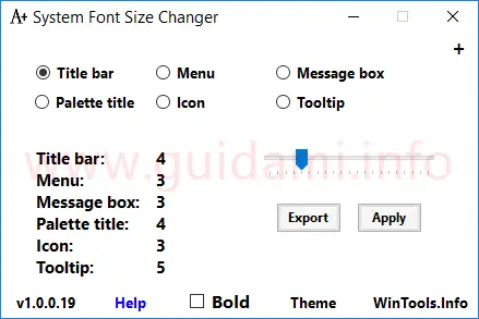 System Font Size Changer per Windows