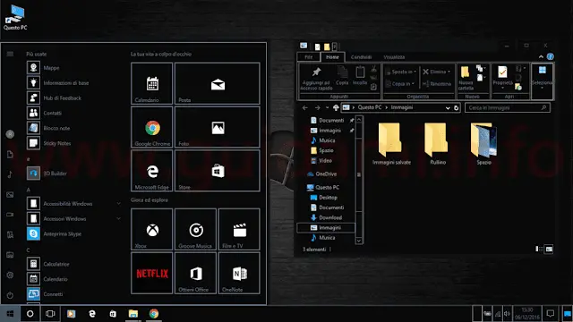 Tema scuro a contrasto elevato per Windows 10