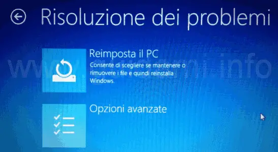 Unità ripristino Windows 10 Risoluzione dei problemi