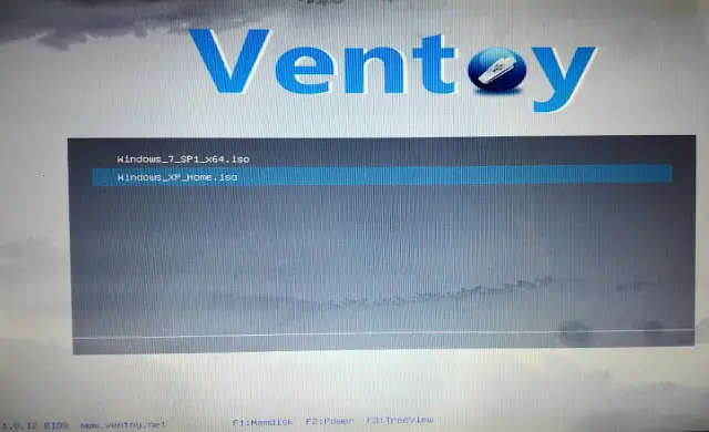 Ventoy schermata boot scelta file ISO da avviare