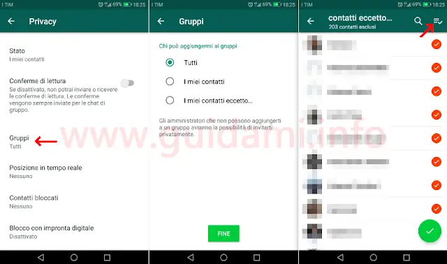 WhatsApp impostazioni per impedire di essere aggiunti ai gruppi