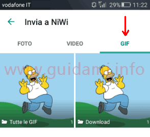WhatsApp scheda GIF in memoria sul dispositivo