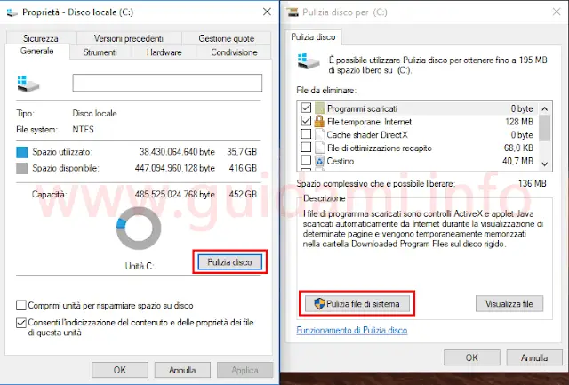 Windows 10 CU finestra Pulizia file di sistema