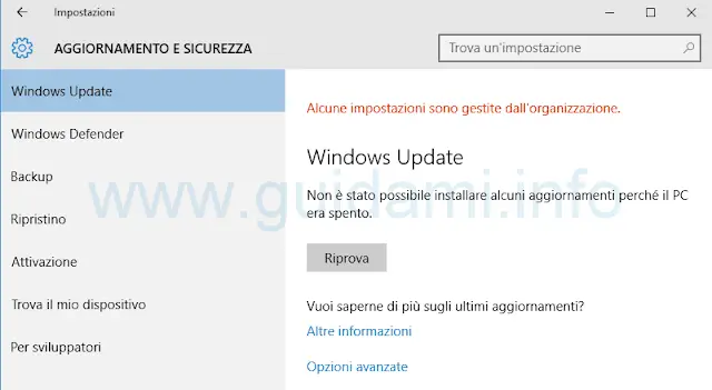 Windows 10 Download Windows Update non riuscito