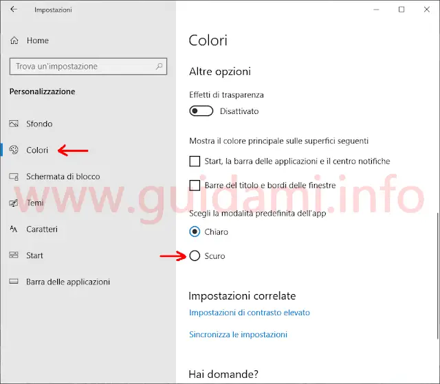 Windows 10 Impostazioni Colori Tema Scuro Esplora file