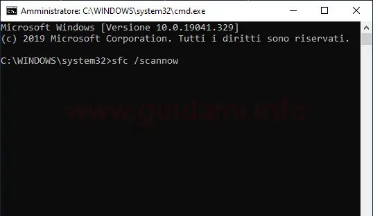 Windows 10 Prompt dei comandi sfc scannow