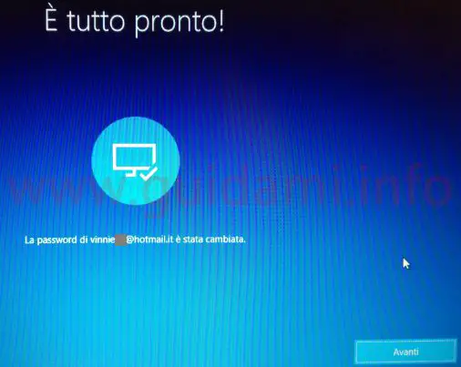 Windows 10 Reimpostazione password schermata È tutto pronto!
