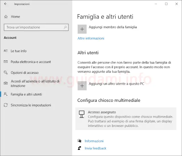 Windows 10 impostazione Configura chiosco multimediale