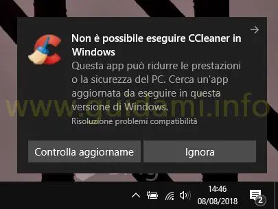 Windows 10 notifica Non è possibile eseguire programma in Windows
