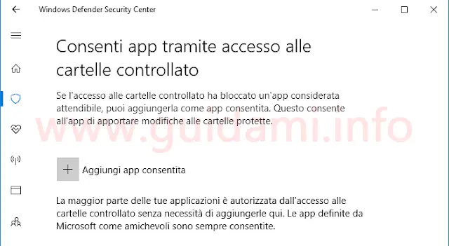 Windows Defender consentire programma a Accesso alle cartelle controllato