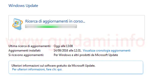 Windows Update Ricerca aggiornamenti