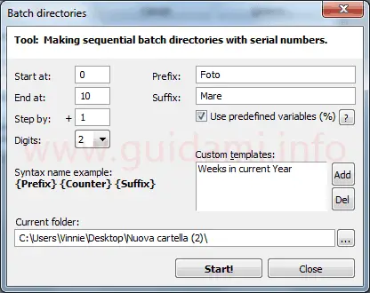XMD finestra Batch directories