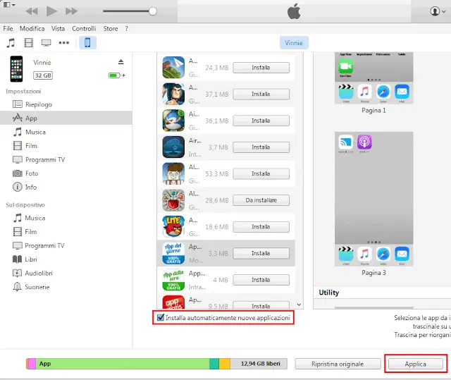 iTunes installa nuove applicazioni in automatico